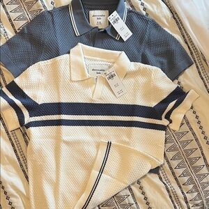 Abercrombie Kids boys Navy and Cream Polo Shirt set NWT size 9/10 $70 retail